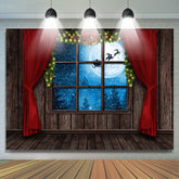 Lofaris Wooden House With Snowy Night Merry Christmas Backdrop